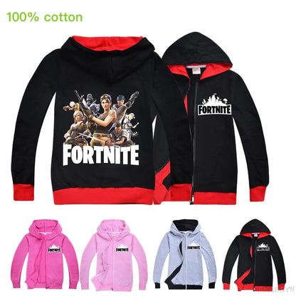 "¡Descubre la Moda de Otoño para los Pequeños Guerreros de Fortnite! Chaqueta Cartoon para Niños y Niñas, Ideal para Paseos y Aventuras. ¡Un Abrigo con Estilo con Cierre de Cremallera para los Más Pequeños Exploradores!"