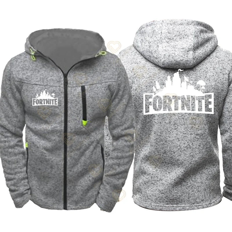 Fortnite-Chaqueta con cremallera brillante para hombre, abrigo deportivo, ropa de calle luminiscente, sudadera gruesa y cálida de gran tamaño, Otoño e Invierno