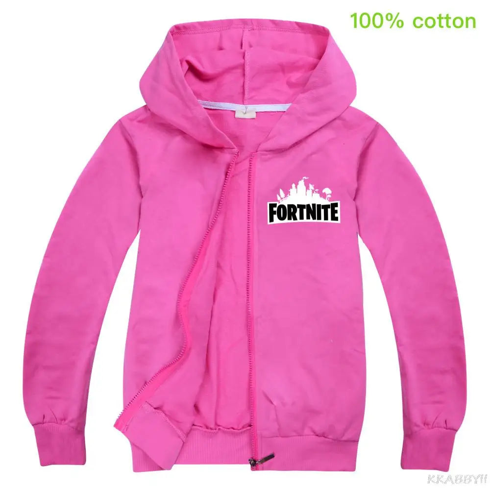 "¡Descubre la Moda de Otoño para los Pequeños Guerreros de Fortnite! Chaqueta Cartoon para Niños y Niñas, Ideal para Paseos y Aventuras. ¡Un Abrigo con Estilo con Cierre de Cremallera para los Más Pequeños Exploradores!"