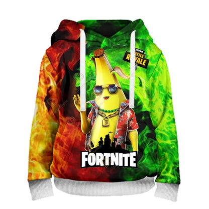 Sudadera con capucha de Fortnite Battle Royale Victory Game para hombre y mujer, ropa con estampado 3D de Peely, estilo Harajuku, Tops para niños y niñas