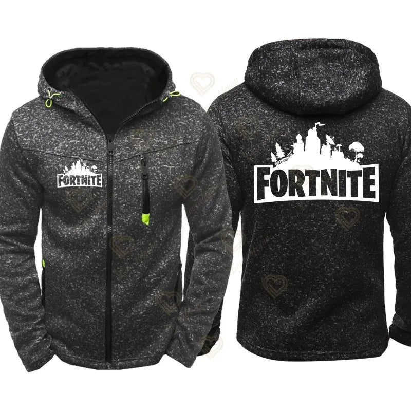 Fortnite-Chaqueta con cremallera brillante para hombre, abrigo deportivo, ropa de calle luminiscente, sudadera gruesa y cálida de gran tamaño, Otoño e Invierno