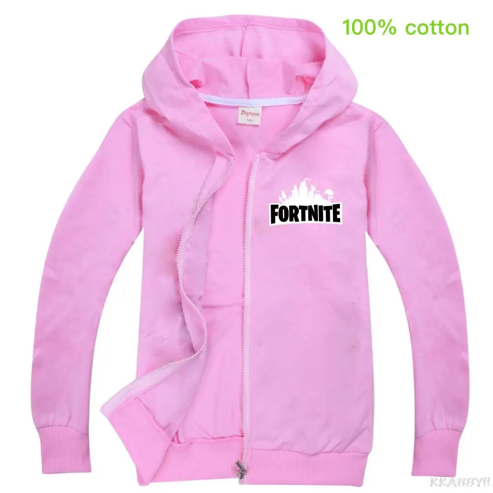 "¡Descubre la Moda de Otoño para los Pequeños Guerreros de Fortnite! Chaqueta Cartoon para Niños y Niñas, Ideal para Paseos y Aventuras. ¡Un Abrigo con Estilo con Cierre de Cremallera para los Más Pequeños Exploradores!"